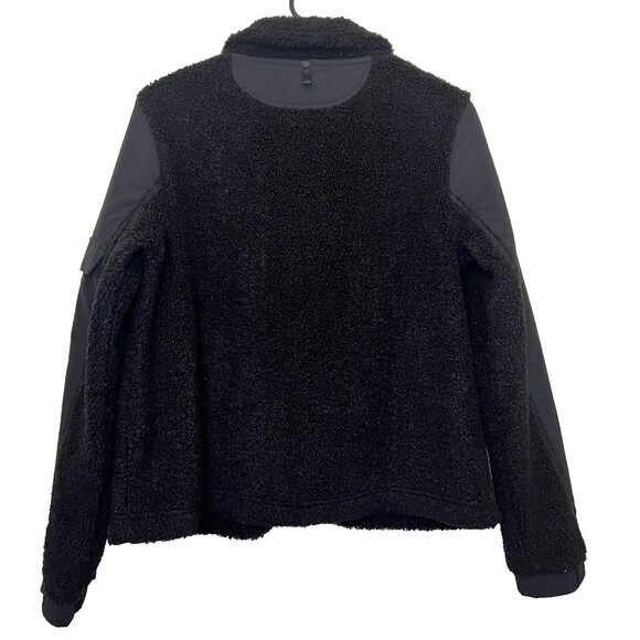 FLX Black Sherpa Faux Fur Snap Button Jacket Pockets Outdoor Active Womens Small - Picture 2 of 9